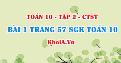 Bài 1 trang 57 SGK Toán 10 tập 2 Chân trời sáng tạo